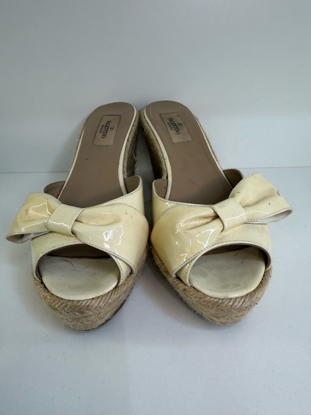 Valentino Raffia Wedge Shoes Sz 39